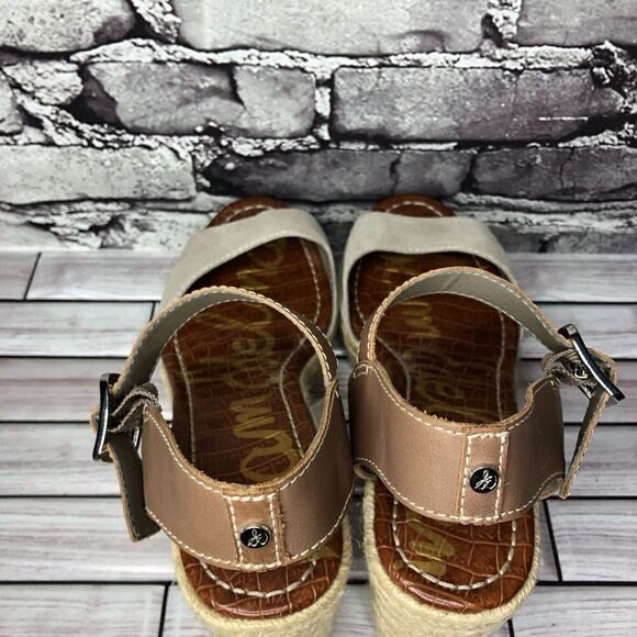 Sam Edelman Dimitree Putty Dark Ankle Strap Espadrille Wedges Women’s Sz 9.5M US - Picture 15 of 16